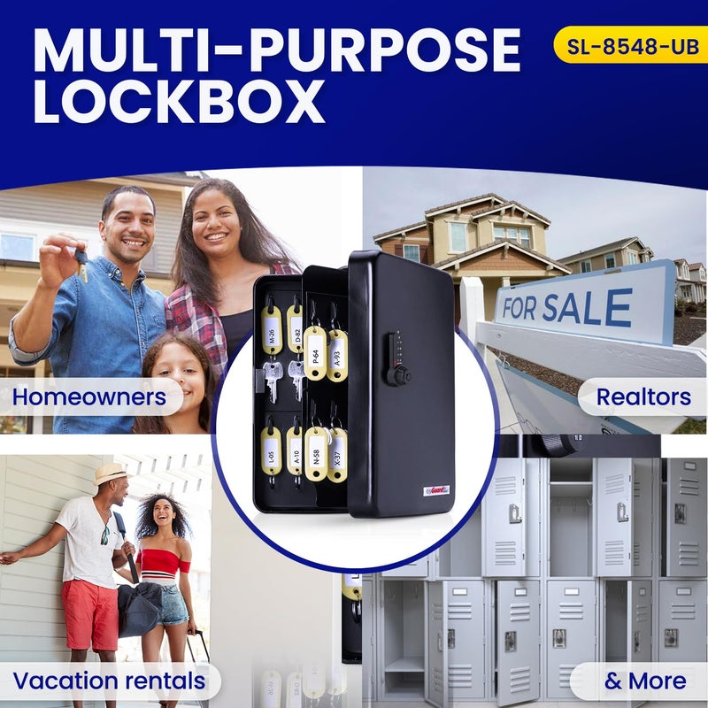 KeyGuard Dual Access Combination Key Cabinet With Black 4-Dial Combi-Cam Ultra - 48 Hook, Conveniently Store Your Keys with 10,000 Possible Combinations, SL-8548-UB - Image 5